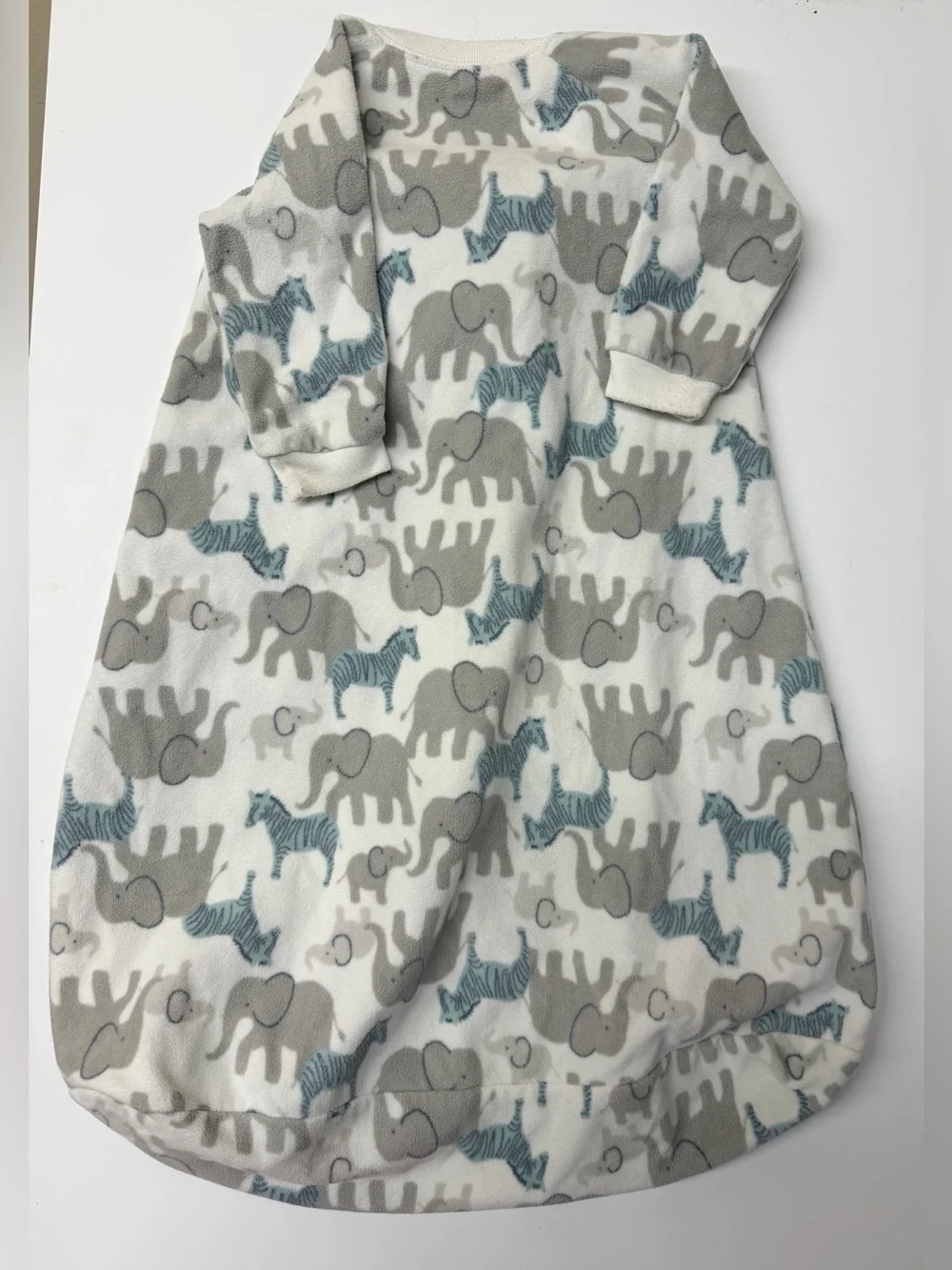 Kids Cozy Animal Print Fleece Sleep Sack - Blue & White